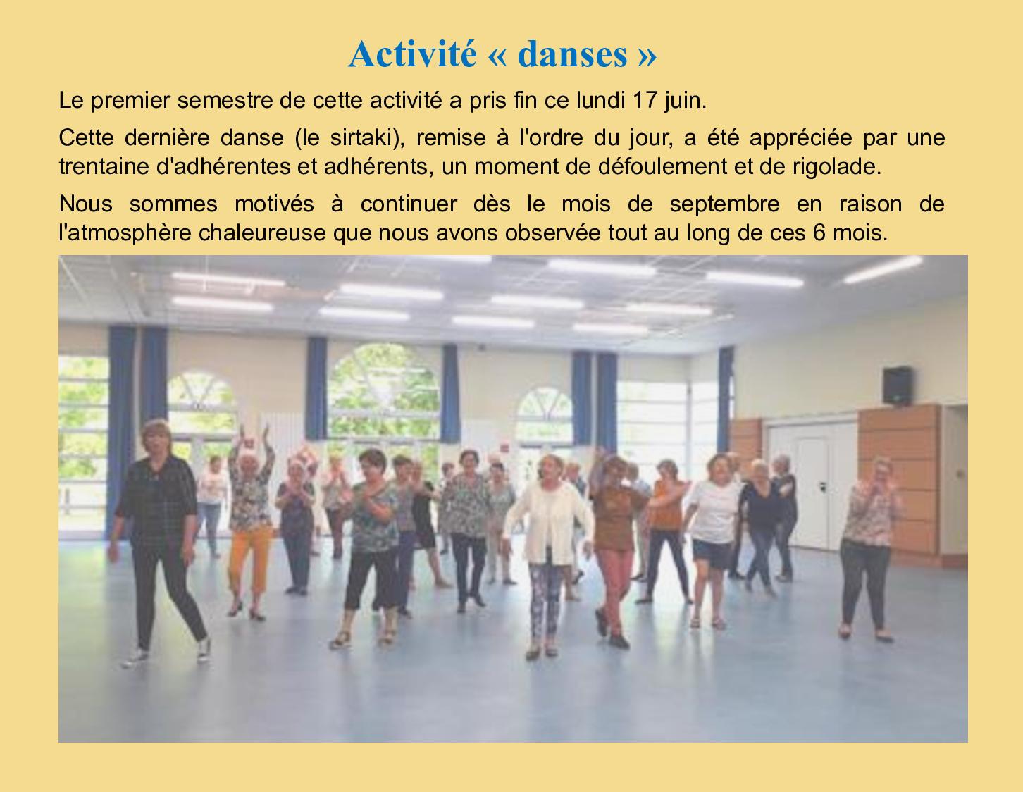 Activite danses juin