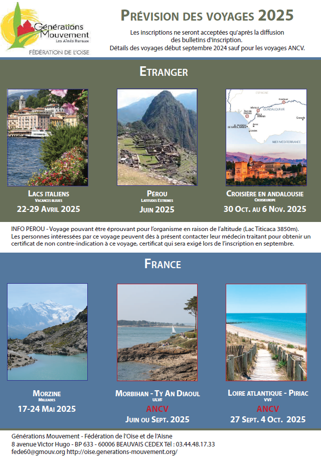 Capture d ecran affiche voyages 2025